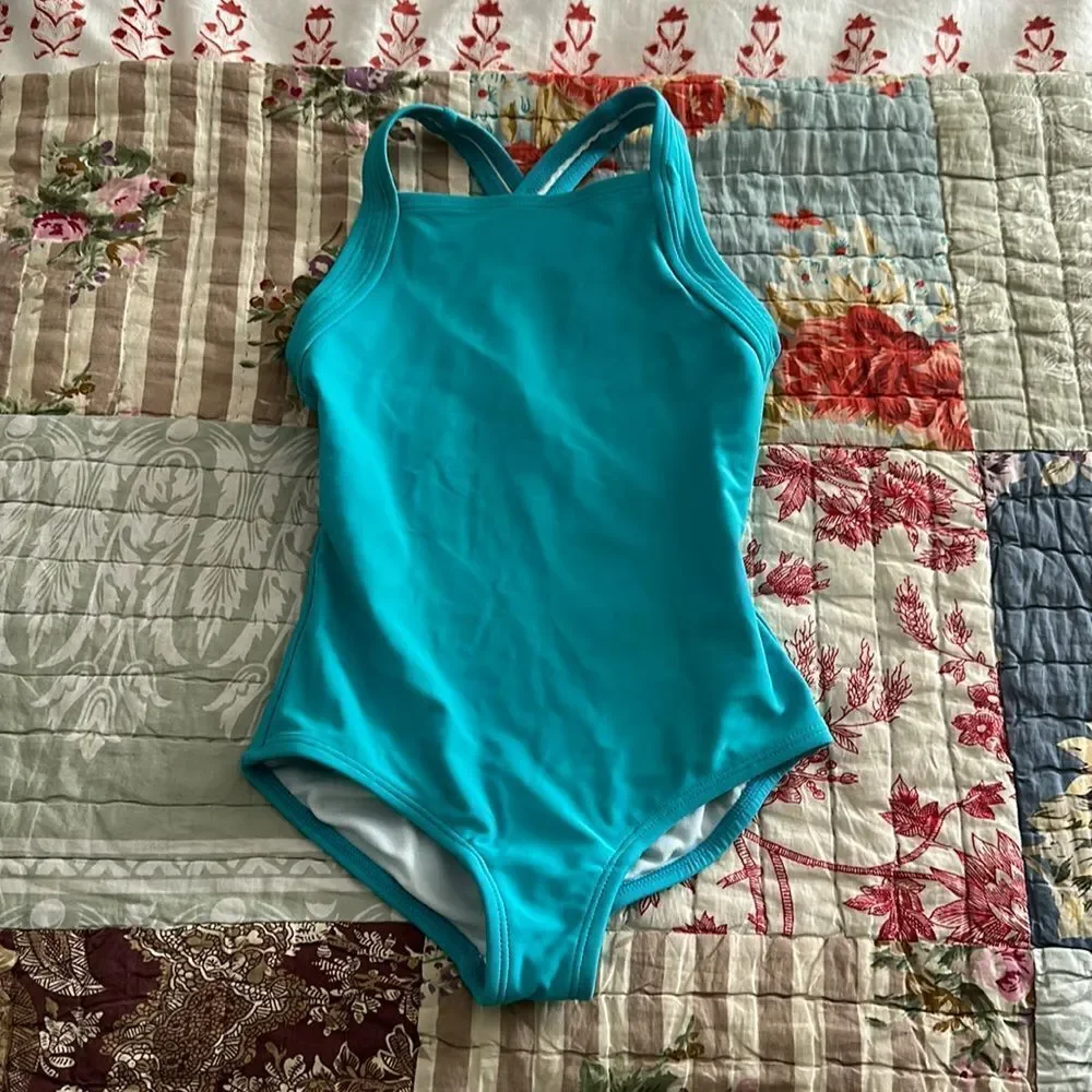 Hanna Andersson turquoise one-piece swimsuit